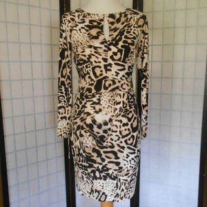 Jennifer Lopez Lined Cheetah Print Dress SZ Medium
